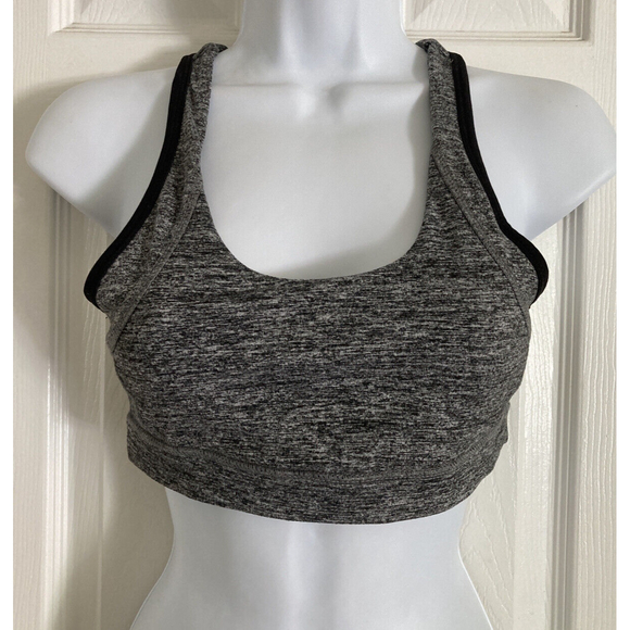 Infinitely Strong Womens Grey Black Sports Bra Size S  Strappy Back Activewear - Picture 1 of 9